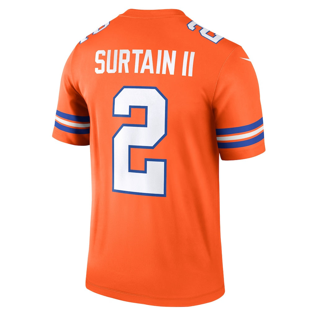 D.Broncos #2 Patrick Surtain II Orange Legend Player Performance Top Jersey football jersey product view 1