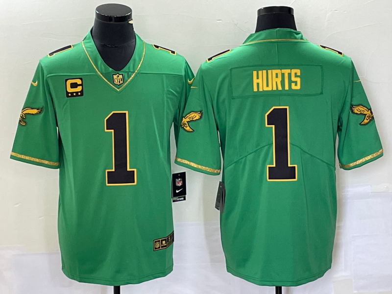 Men's Philadelphia Eagles Jalen Hurts #1 Kelly Green Game Player Jersey1 football jersey product view 1