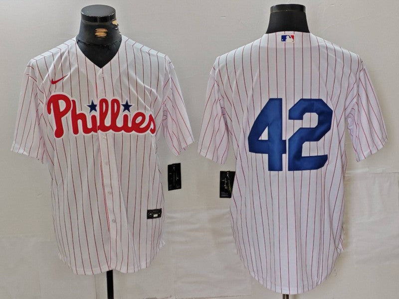 Men's Philadelphia Phillies #42 White 2024 Jackie Robinson Day Home Limited Jersey baseball jersey product view 1