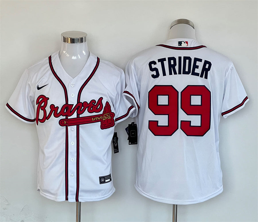 Men's Atlanta Braves Spencer Strider White Replica Player Jersey baseball jersey product view 1