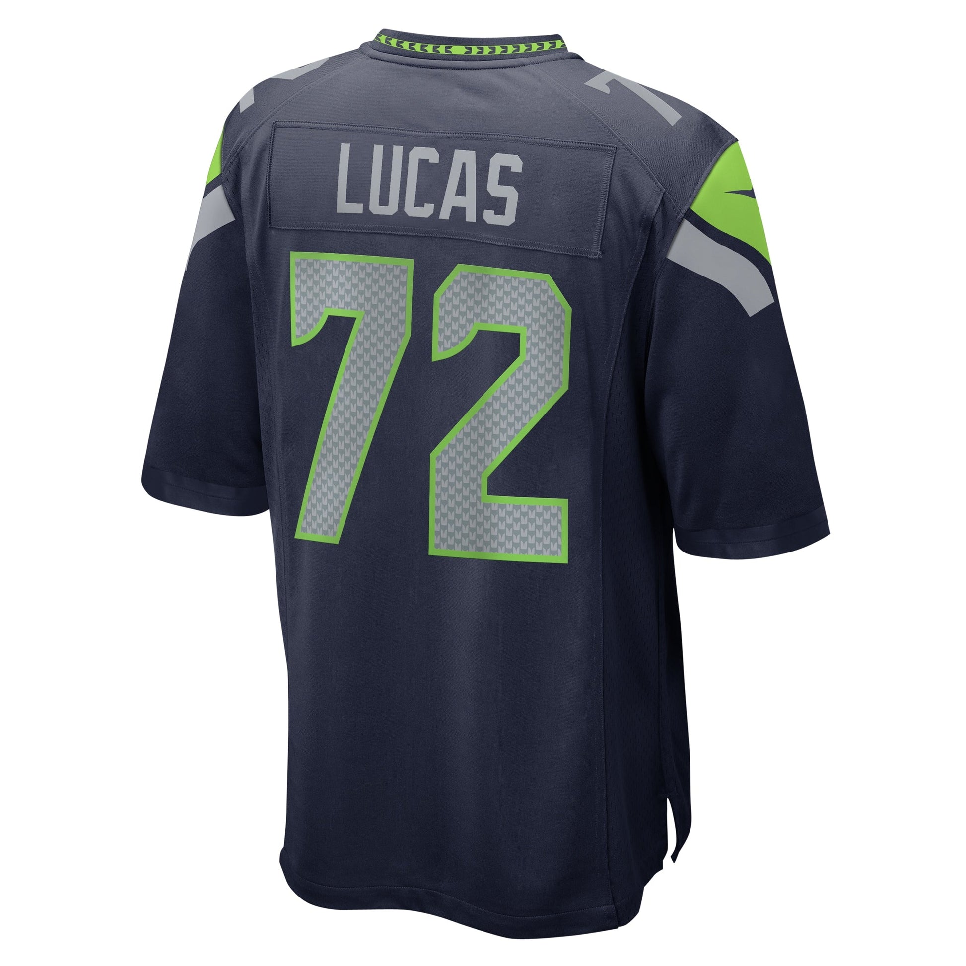Abraham Lucas Seattle Seahawks Game Jersey - College Navy football jersey product view 3