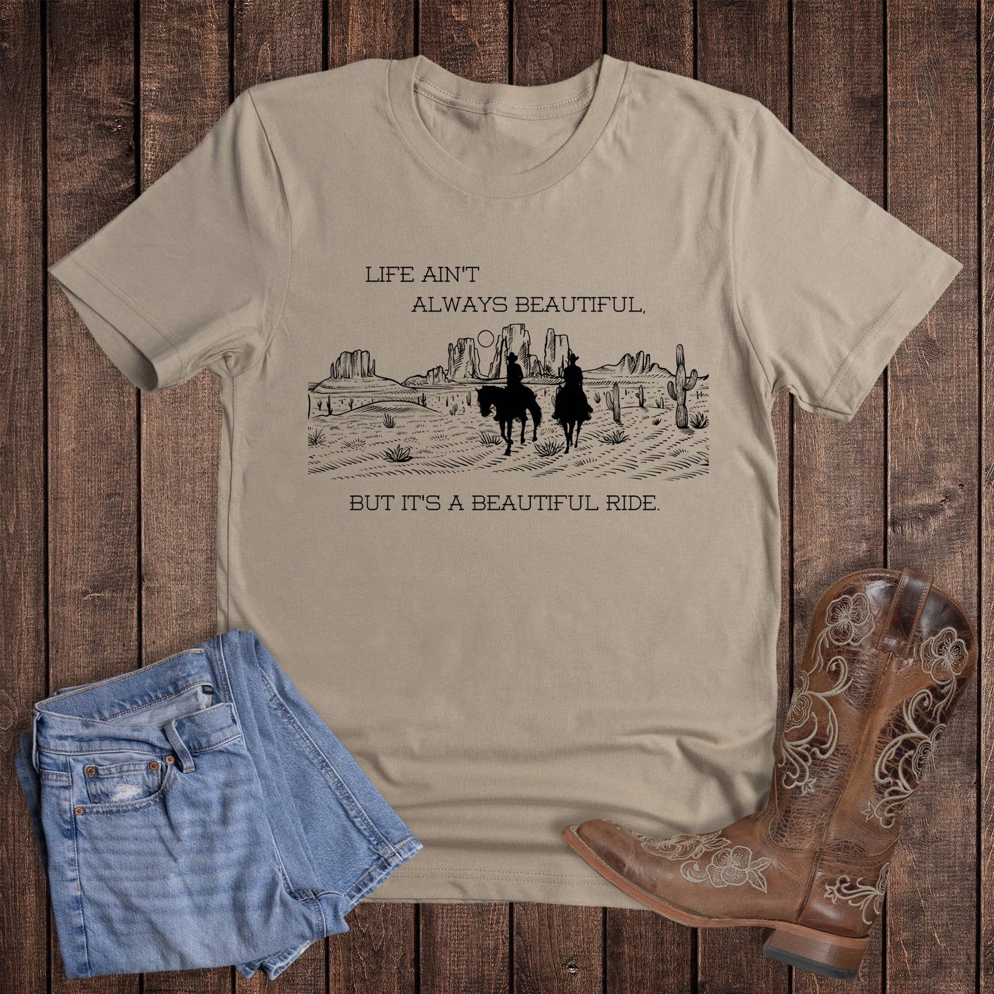 Western Beautiful Ride Graphic Tee Unisex T-shirt, Sweatshirt, Hoodie, Long Sleeve Tee - T-Shirt, Sweatshirt, Hoodie