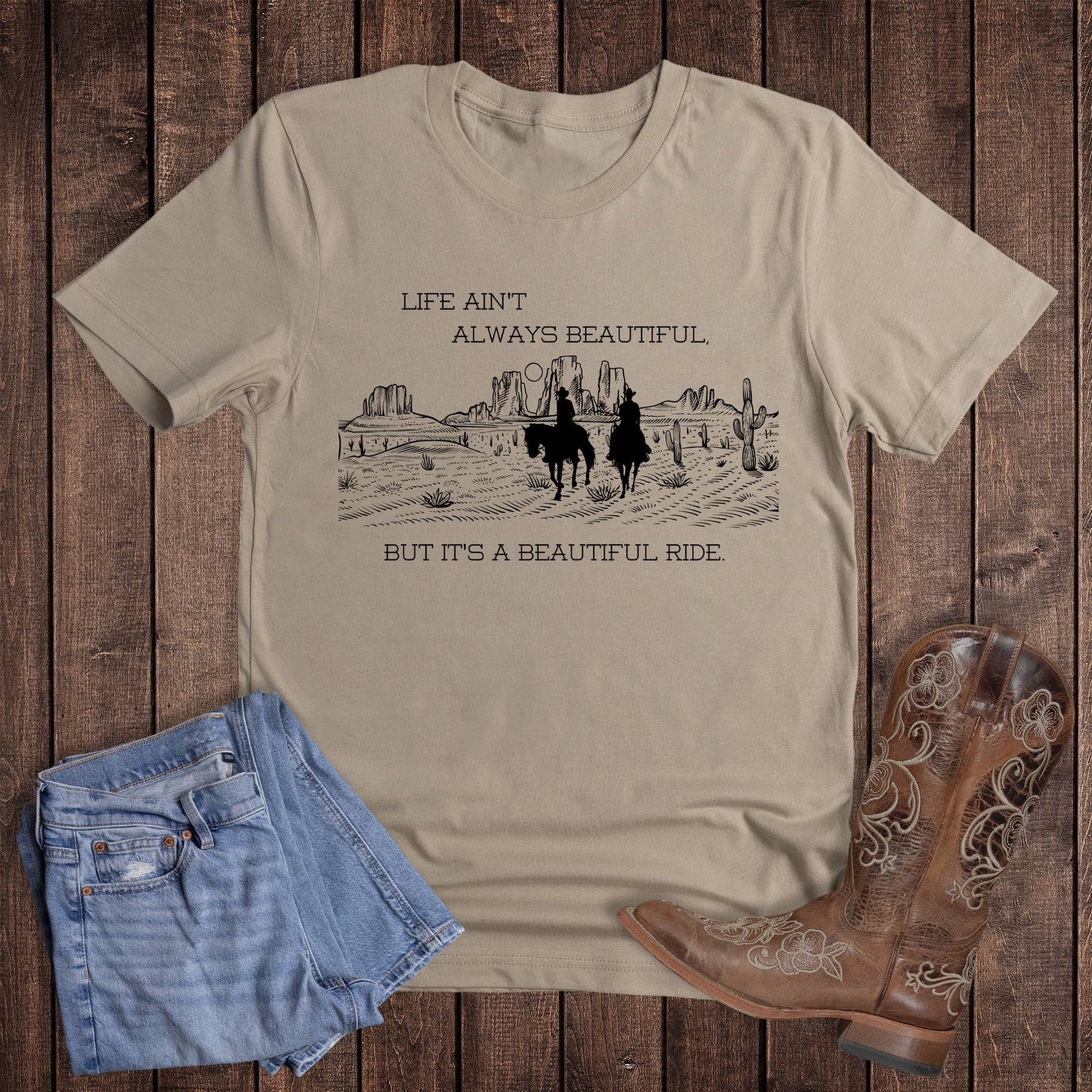 Western Beautiful Ride Graphic Tee Unisex T-shirt, Sweatshirt, Hoodie, Long Sleeve Tee - T-Shirt, Sweatshirt, Hoodie
