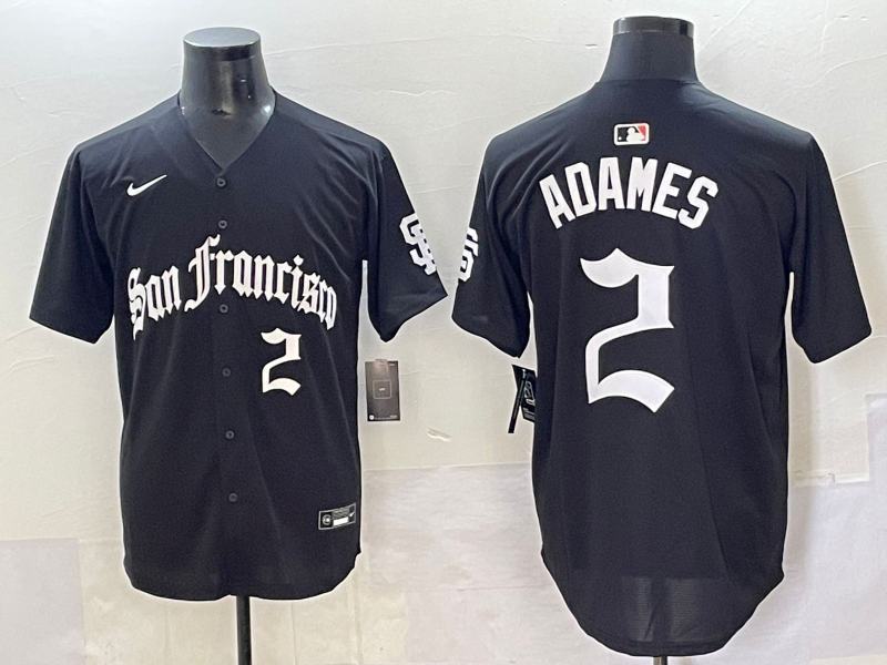 Men's San Francisco Giants Willy Adames #2 Black Game Player Jersey baseball jersey product view 1