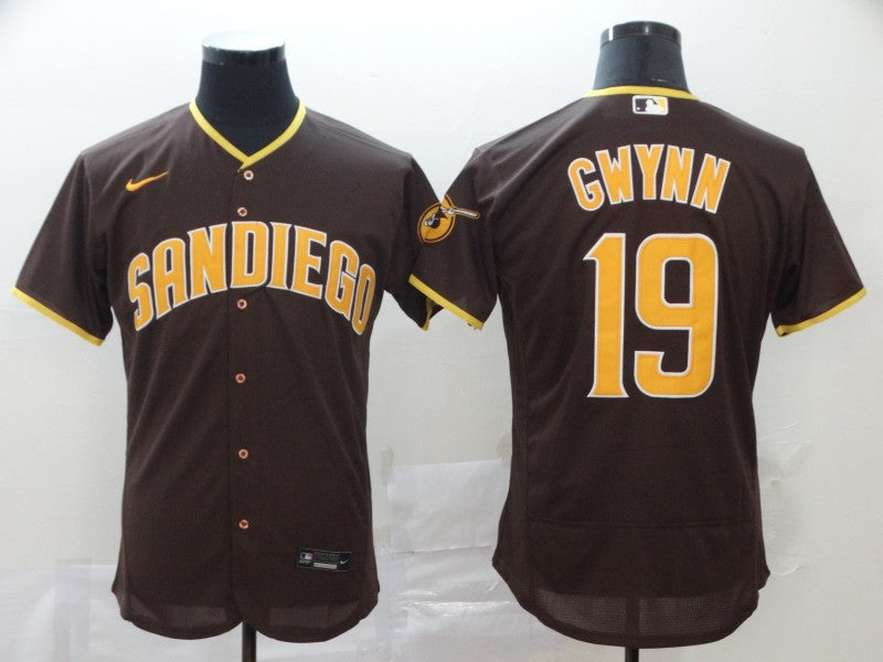 Men's San Diego Padres Tony Gwynn #19 Brown Stitched Jersey baseball jersey product view 1
