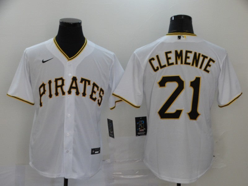 Men's Pittsburgh Pirates Roberto Clemente #21 White Replica Baseball Jersey baseball jersey product view 1
