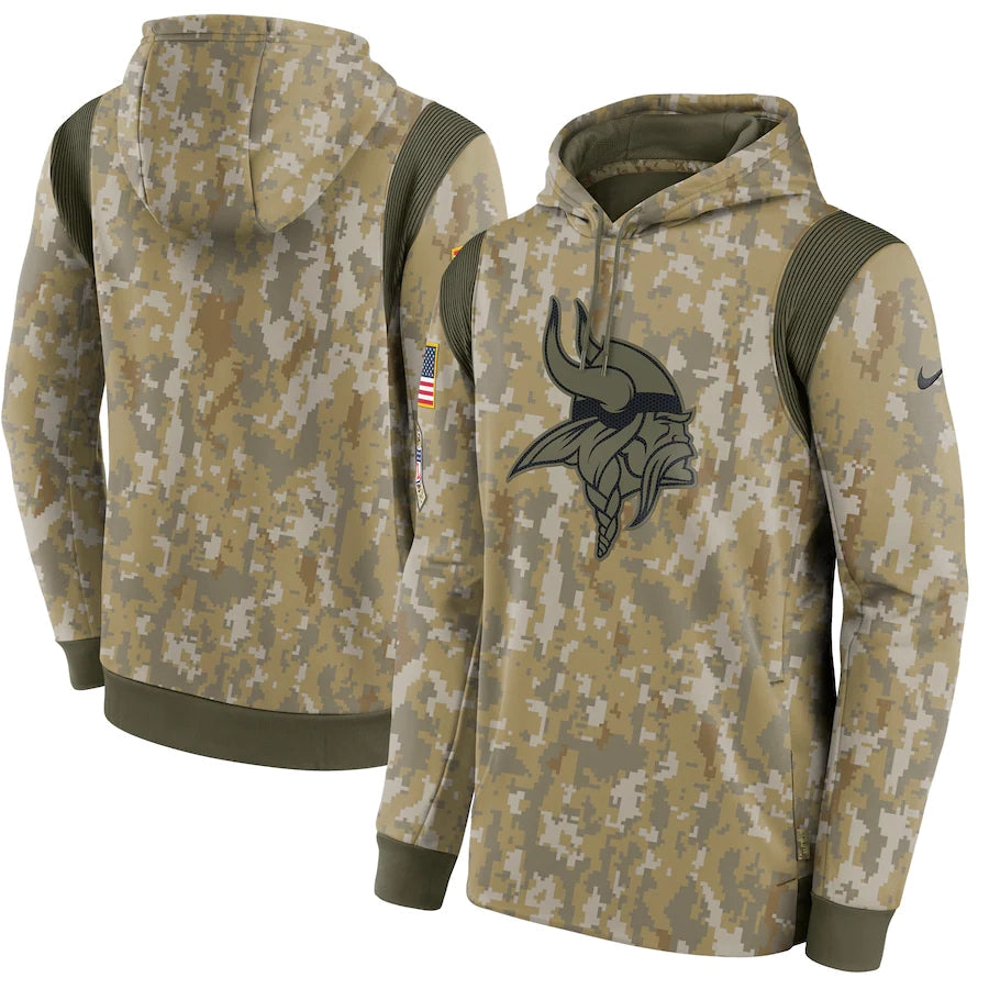 Men's Minnesota Vikings 2021 Salute to Service Hoodie Camouflage football jersey product view 1