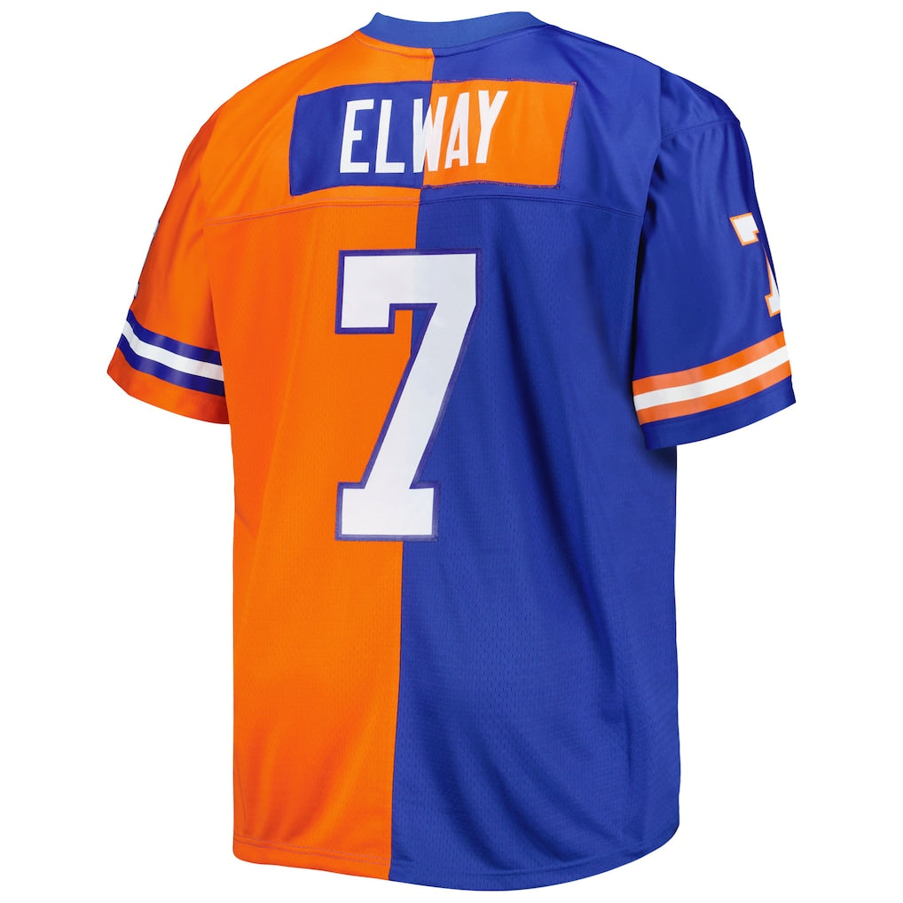 D.Broncos #7 John Elway Royal/Orange Big & Tall Split Legacy Retired Player Replica Jersey football jersey product view 1