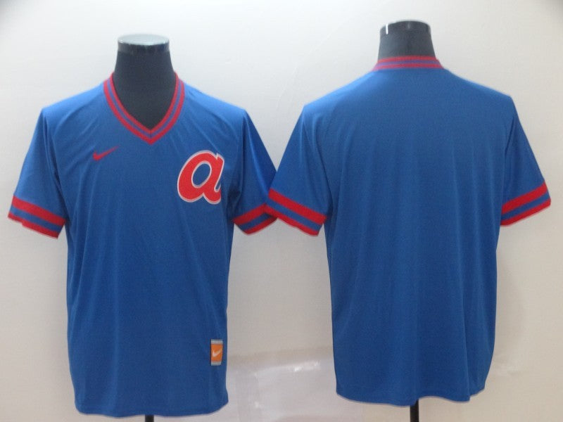 Men's Atlanta Braves Blue Cooperstown Collection Blank Jersey baseball jersey product view 1
