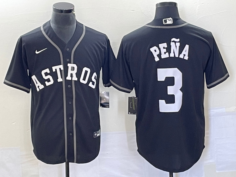 Men's Houston Astros Jeremy Pena #3 Black Lights Out Replica Player Jersey baseball jersey product view 1