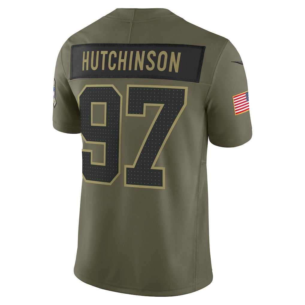 D.Lions #97 Aidan Hutchinson Olive 2025 Salute to Service Limited Jersey football jersey product view 1
