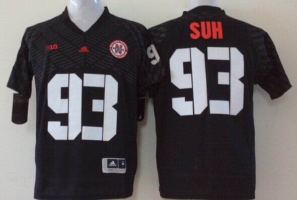 Men's Nebraska Huskers Ndamukong Suhl #93 Black Player Game Jersey sports jersey product view 1