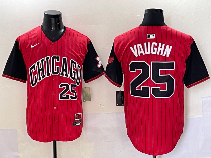 Men's Chicago White Sox Andrew Vaughn #25 Red/Black 2025 City Connect Limited Player Jersey baseball jersey product view 1