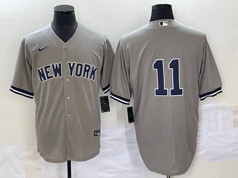 Men's New York Yankees Anthony Volpe #11 Gray Replica Player Name Jersey baseball jersey product view 1