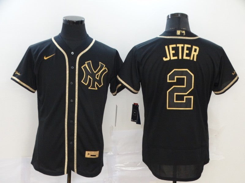 Men's New York Yankees Derek Jeter Black Stitched Jersey baseball jersey product view 1