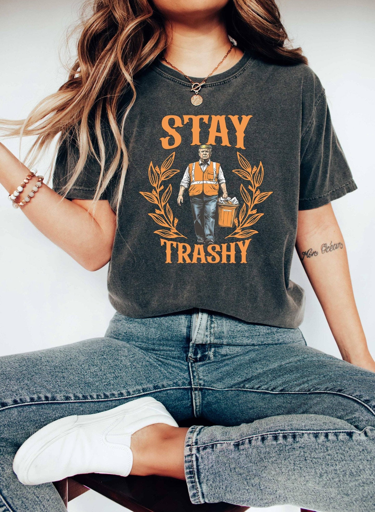 Stay Trashy Trump Shirt Funny Republican Support Design Unisex T-shirt, Sweatshirt, Hoodie, Long Sleeve Tee - T-Shirt, Sweatshirt, Hoodie