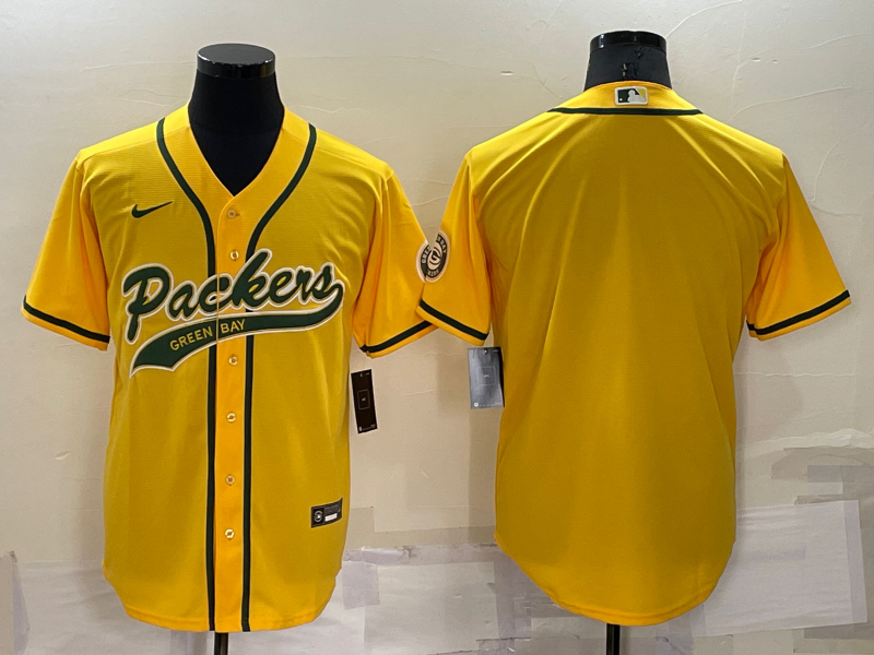 Men's Green Bay Packers Yellow Blank Jersey football jersey product view 1