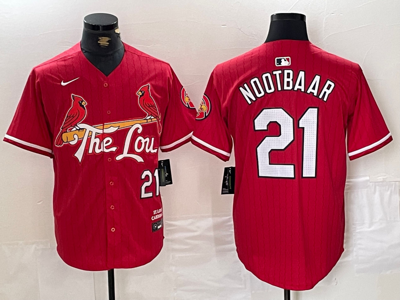 Men's St. Louis Cardinals Lars Nootbaar Red 2024 City Connect Limited Player Jersey baseball jersey product view 1