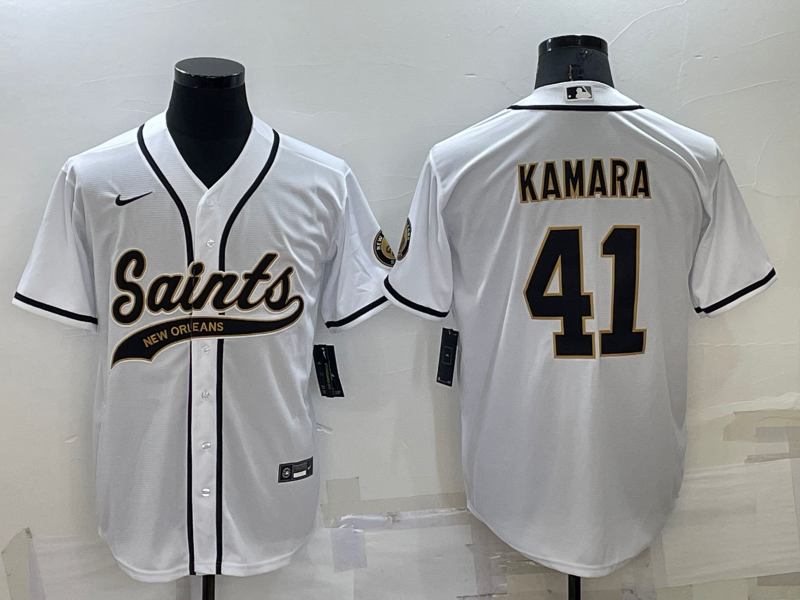 Men's New Orleans Saints Alvin Kamara White Game Jersey Joint Edition football jersey product view 1
