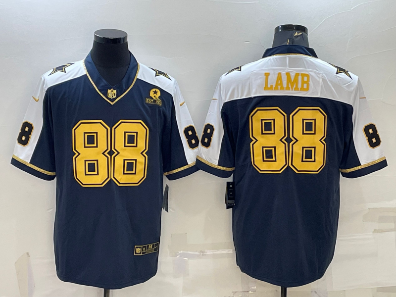 Men's Dallas Cowboys CeeDee Lamb Navy Game Team Jersey football jersey product view 1