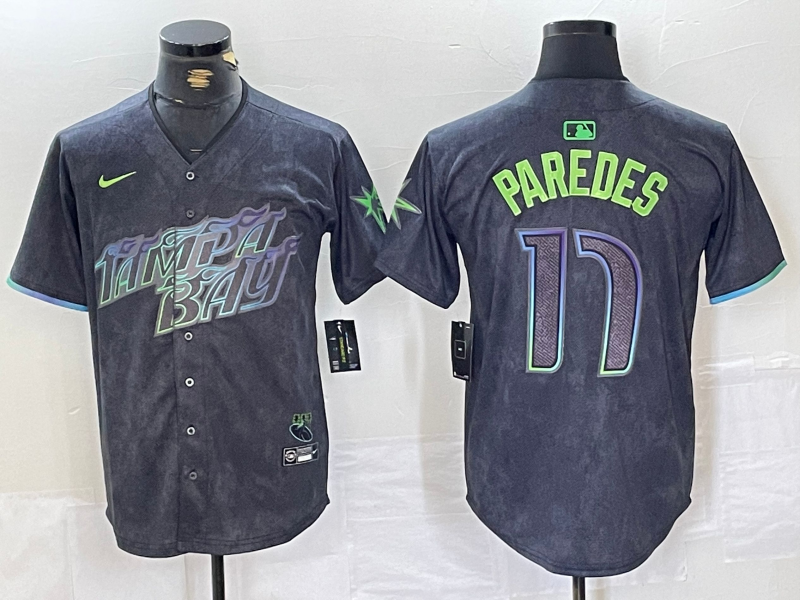 Men's Tampa Bay Rays Isaac Paredes #17 Charcoal 2024 City Connect Limited Player Jersey baseball jersey product view 1