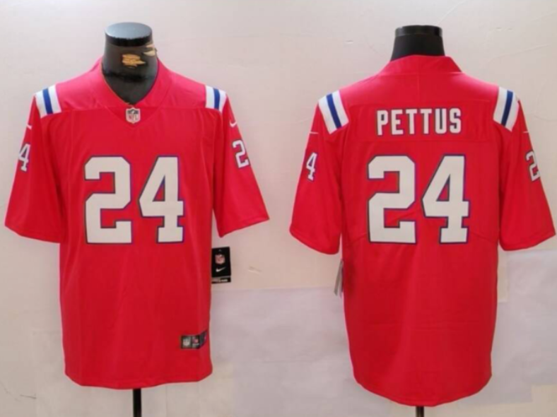 Men's New England Patriots Malcolm Pettus #24 Red Alternate Game Jersey football jersey product view 1