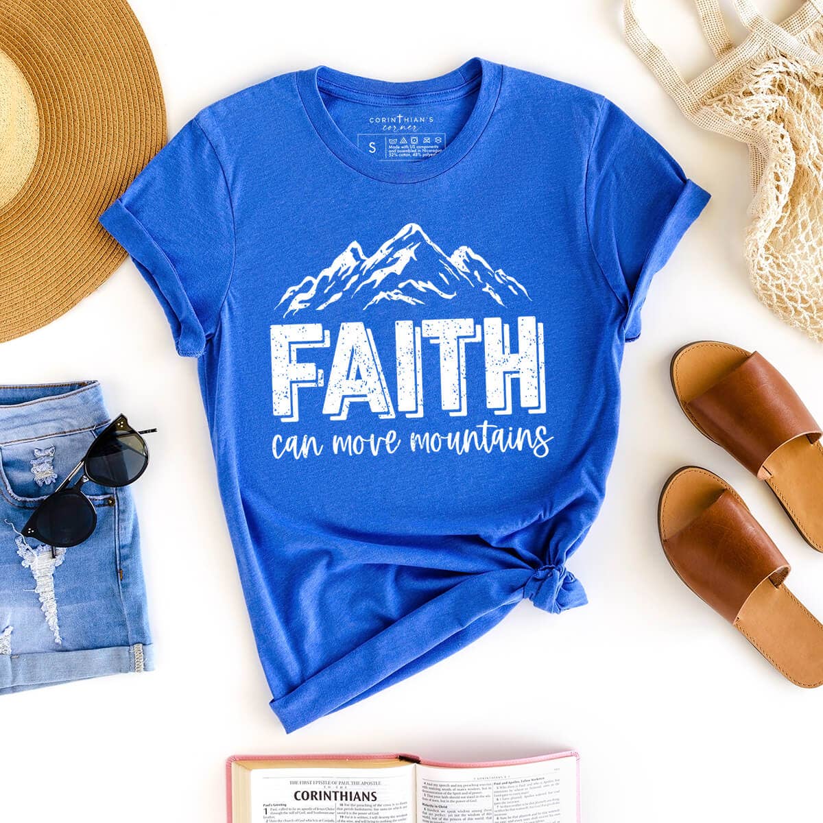Faith Can Move Mountains Christian Graphic Tee Shirt Unisex T-shirt, Sweatshirt, Hoodie, Long Sleeve Tee - T-Shirt, Sweatshirt, Hoodie