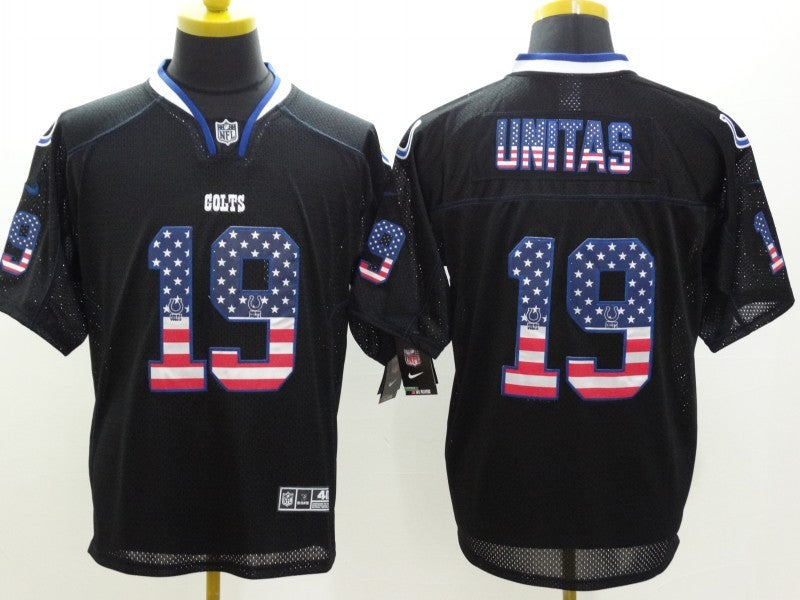 Men's Indianapolis Colts Johnny Unitas #19 Black Game Jersey1 football jersey product view 1