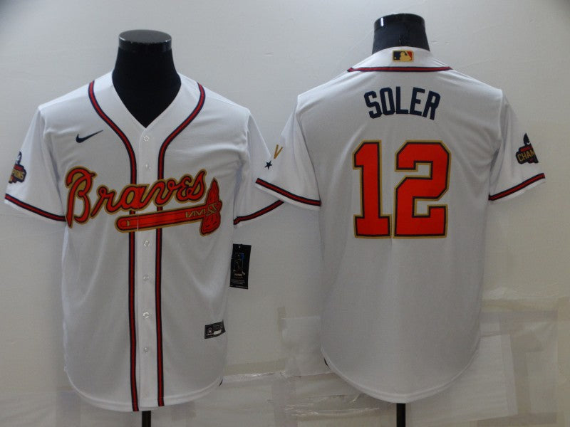 Men's Atlanta Braves Jorge Soler White Replica Jersey baseball jersey product view 1