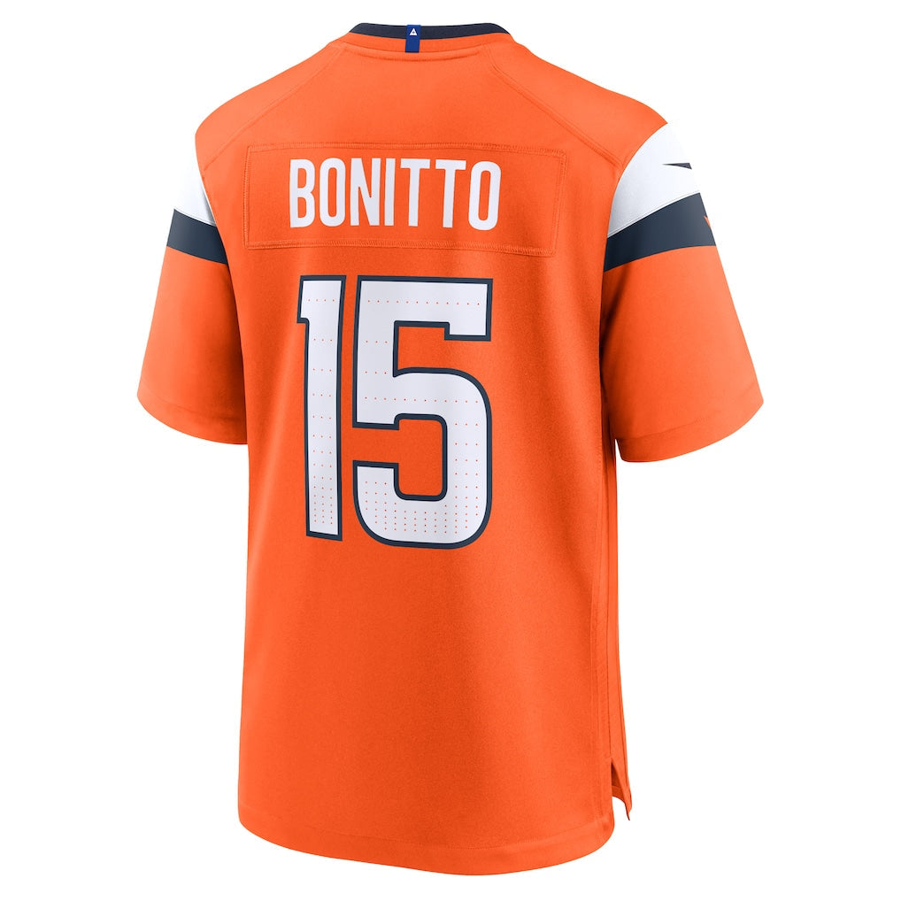 D.Broncos #15 Nik Bonitto Orange Team Game Jersey football jersey product view 1