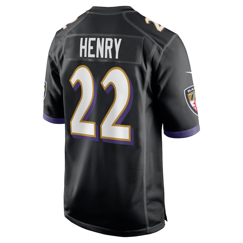 B.Ravens #22 Derrick Henry Black Alternate Game Jersey football jersey product view 1