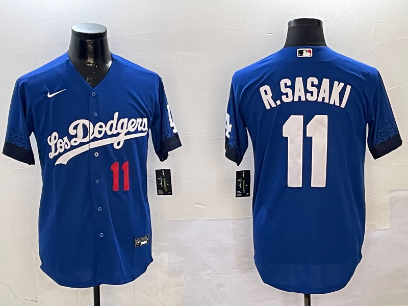 Men's Los Angeles Dodgers Roki Sasaki #11 Royal Replica Player Jersey baseball jersey product view 1