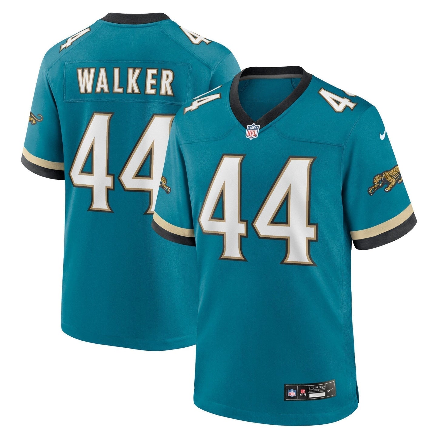 Travon Walker Jacksonville Jaguars Prowler Throwback Game Jersey - Teal football jersey product view 1