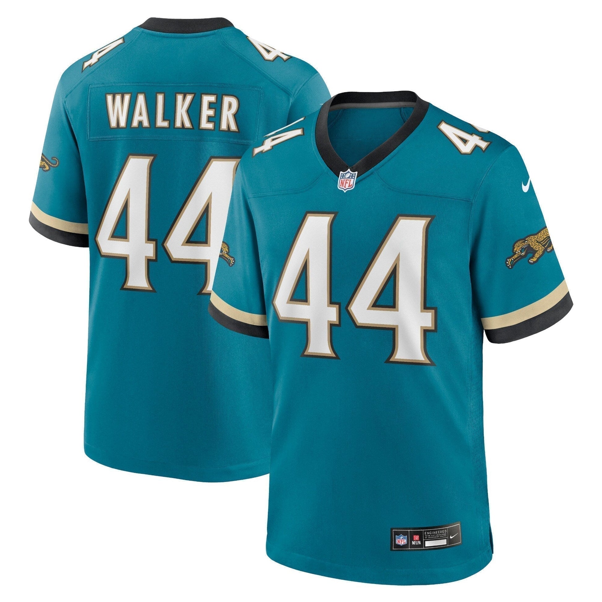 Travon Walker Jacksonville Jaguars Prowler Throwback Game Jersey - Teal football jersey product view 1