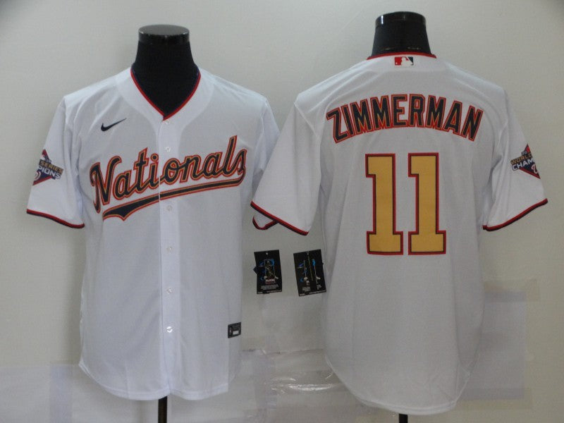 Men's Washington Nationals Ryan Zimmerman #11 White Replica Baseball Jersey baseball jersey product view 1