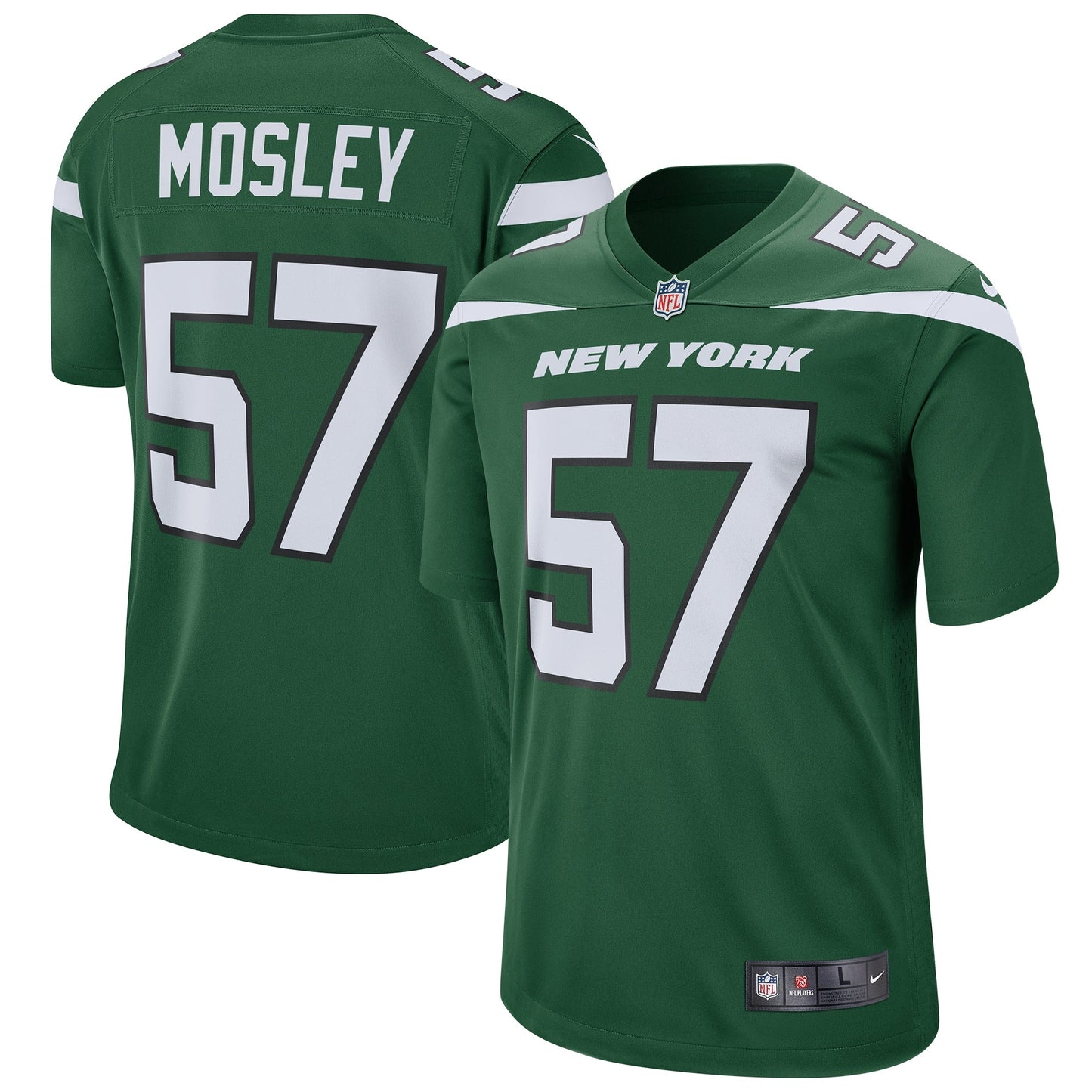 C.J. Mosley New York Jets Game Jersey - Gotham Green football jersey product view 1