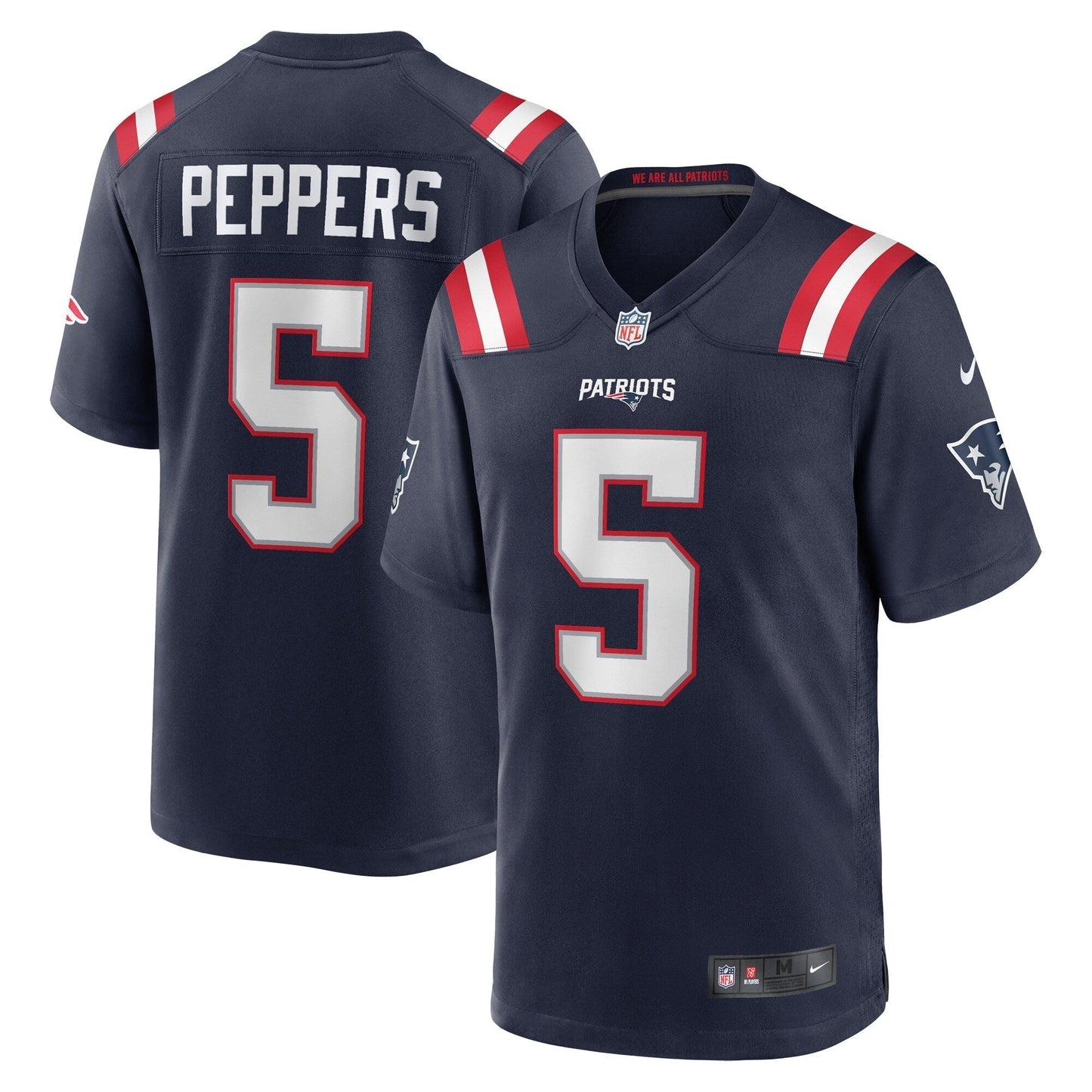 Jabrill Peppers New England Patriots Game Jersey - Navy football jersey product view 1