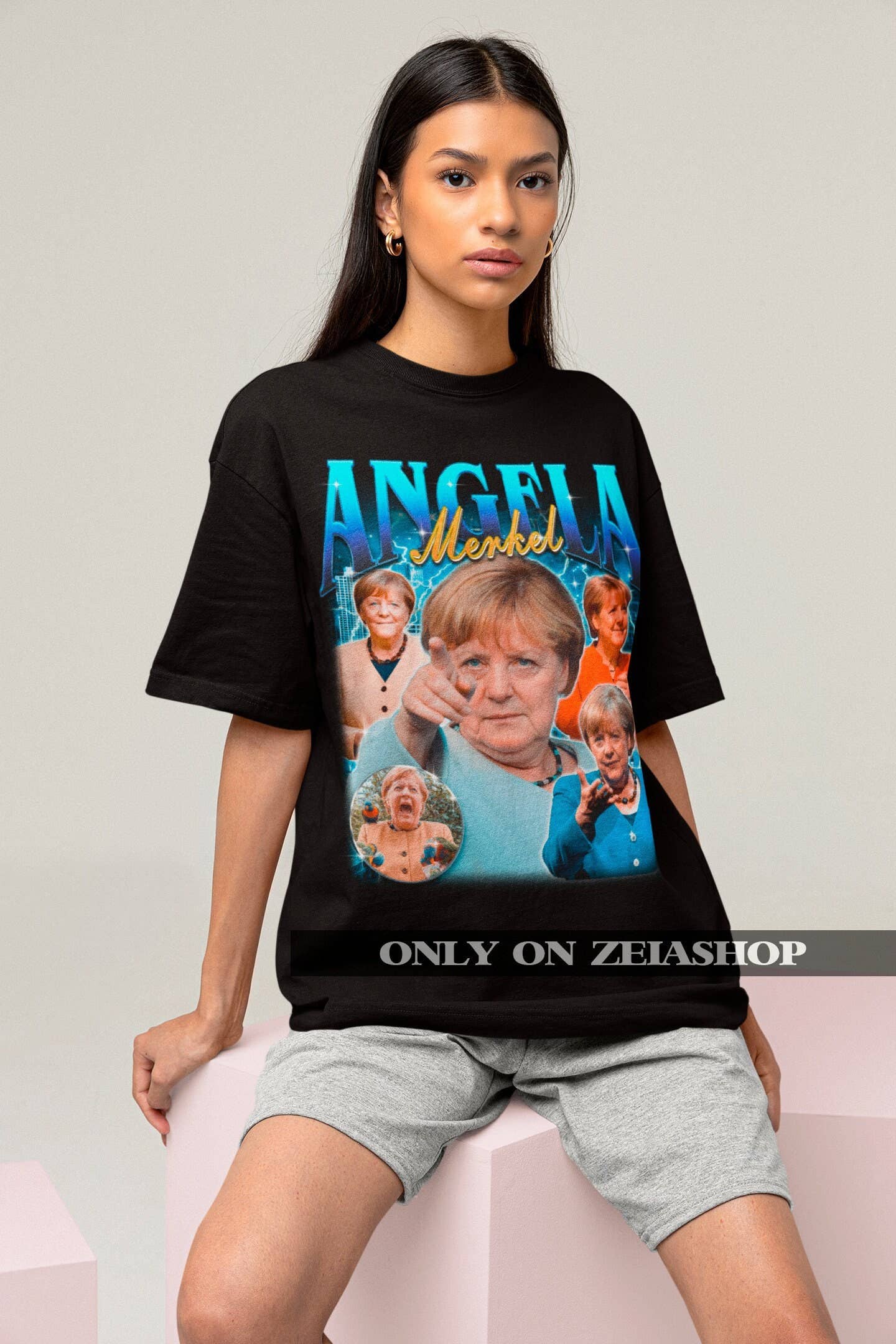 Angela Merkel Bootleg 90s T-Shirt Retro Fan Tribute Tee Unisex T-shirt, Sweatshirt, Hoodie, Long Sleeve Tee - T-Shirt, Sweatshirt, Hoodie
