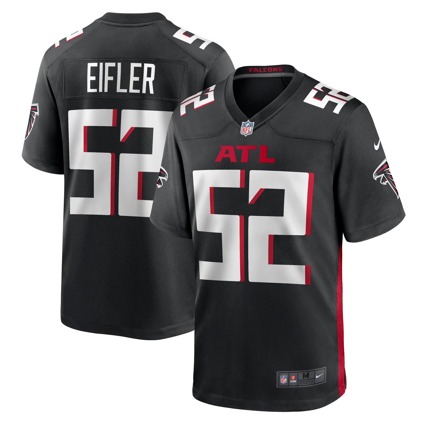 Milo Eifler Atlanta Falcons Game Jersey - Black football jersey product view 1