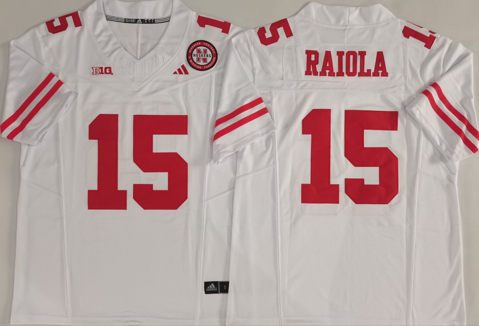 Men's Nebraska Huskers Dylan Raiola #15 White Player Jersey sports jersey product view 1