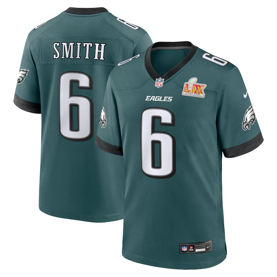 Men's Philadelphia Eagles DeVonta Smith Midnight Green Super Bowl LIX Game Player Jersey football jersey product view 1