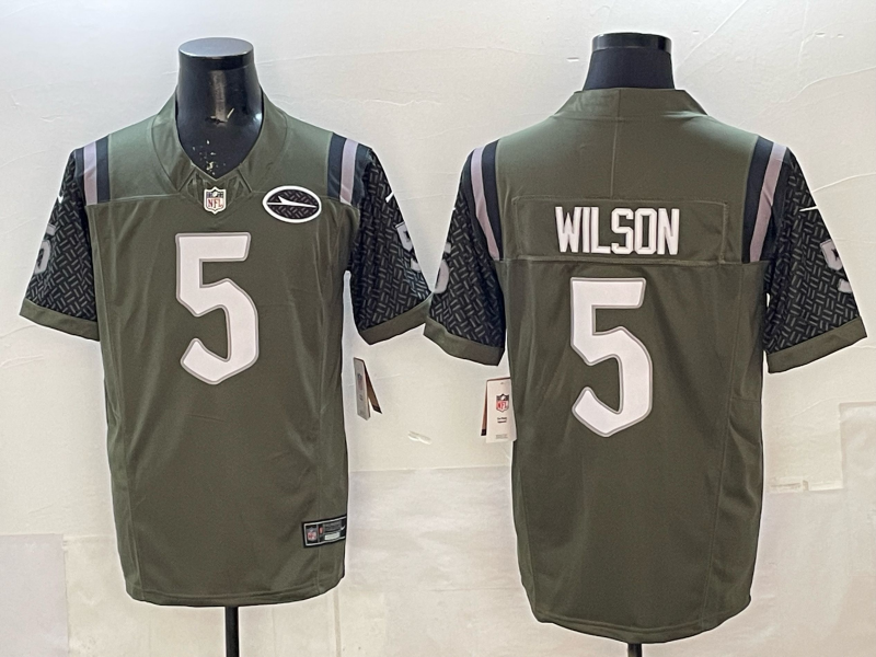 Men's New York Jets Garrett Wilson Gotham Green 2025 Rivalries Collection Game Jersey football jersey product view 1