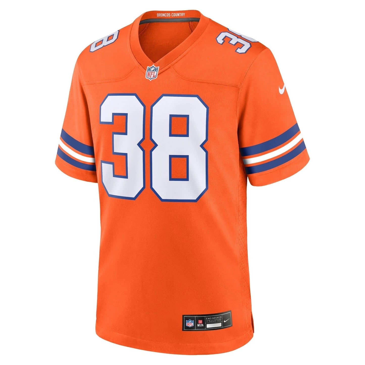 Jaleel McLaughlin Denver Broncos Mile High Collection 1977 Throwback Game Jersey - Orange football jersey product view 2