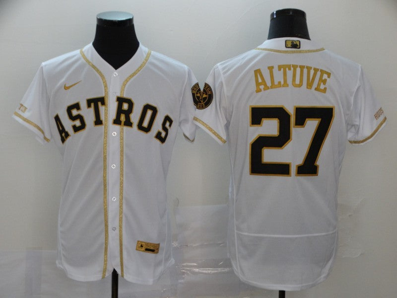 Men's Houston Astros Jose Altuve #27 White Player Jersey1 baseball jersey product view 1