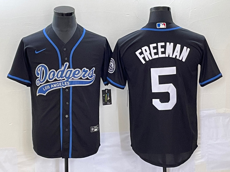 Men's Los Angeles Dodgers Freddie Freeman #5 Black Player Jersey1 Joint Edition baseball jersey product view 1