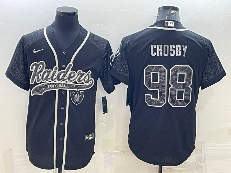 Men's Las Vegas Raiders Maxx Crosby #98 Black RFLCTV Limited Jersey1 Joint Edition football jersey product view 1