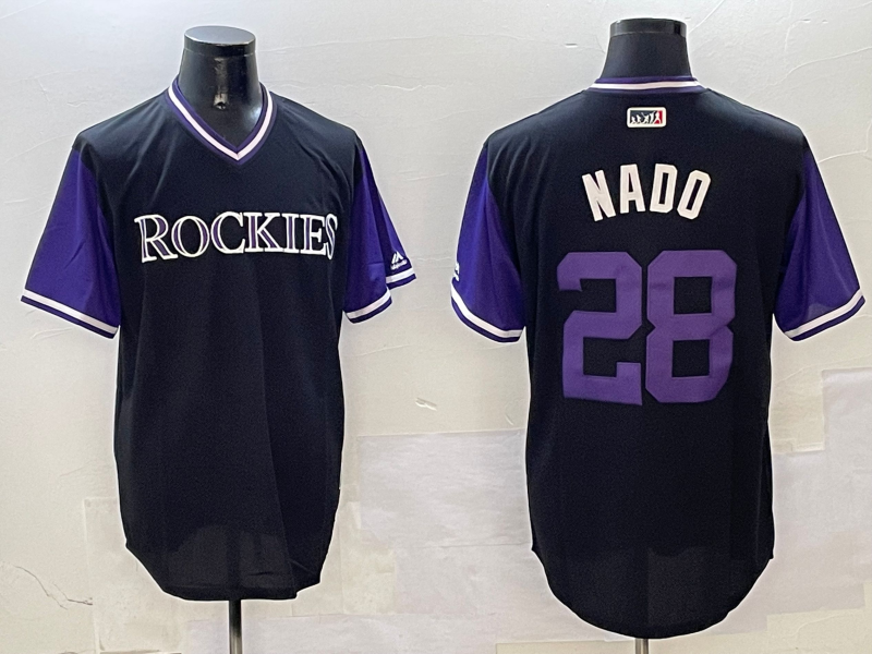 Men's Colorado Rockies Nolan Arenado #28 Black Limited Player Jersey baseball jersey product view 1