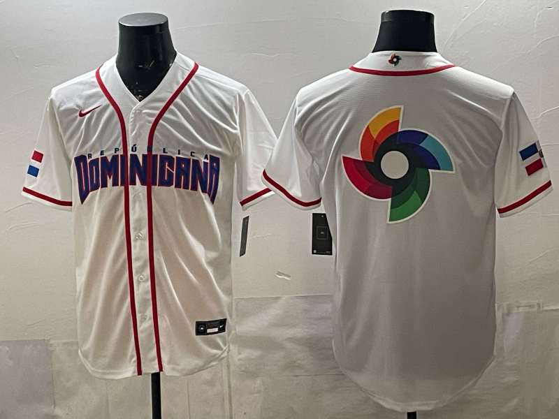 Men's Dominican Republic Baseball White 2026 World Baseball Classic Player Jersey baseball jersey product view 1