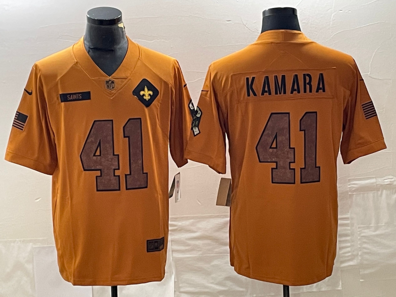 Men's New Orleans Saints Alvin Kamara #41 Brown 2023 Salute To Service Retired Player Limited Jersey1 football jersey product view 1