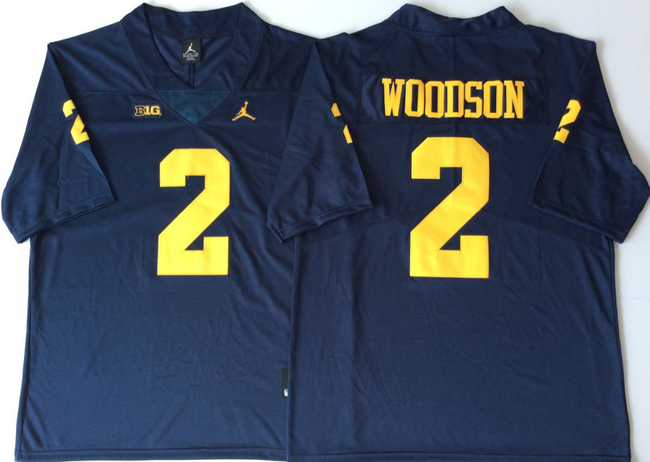 Men's Michigan Wolverines Charles Woodson Navy Alumni Player Game Jersey sports jersey product view 1